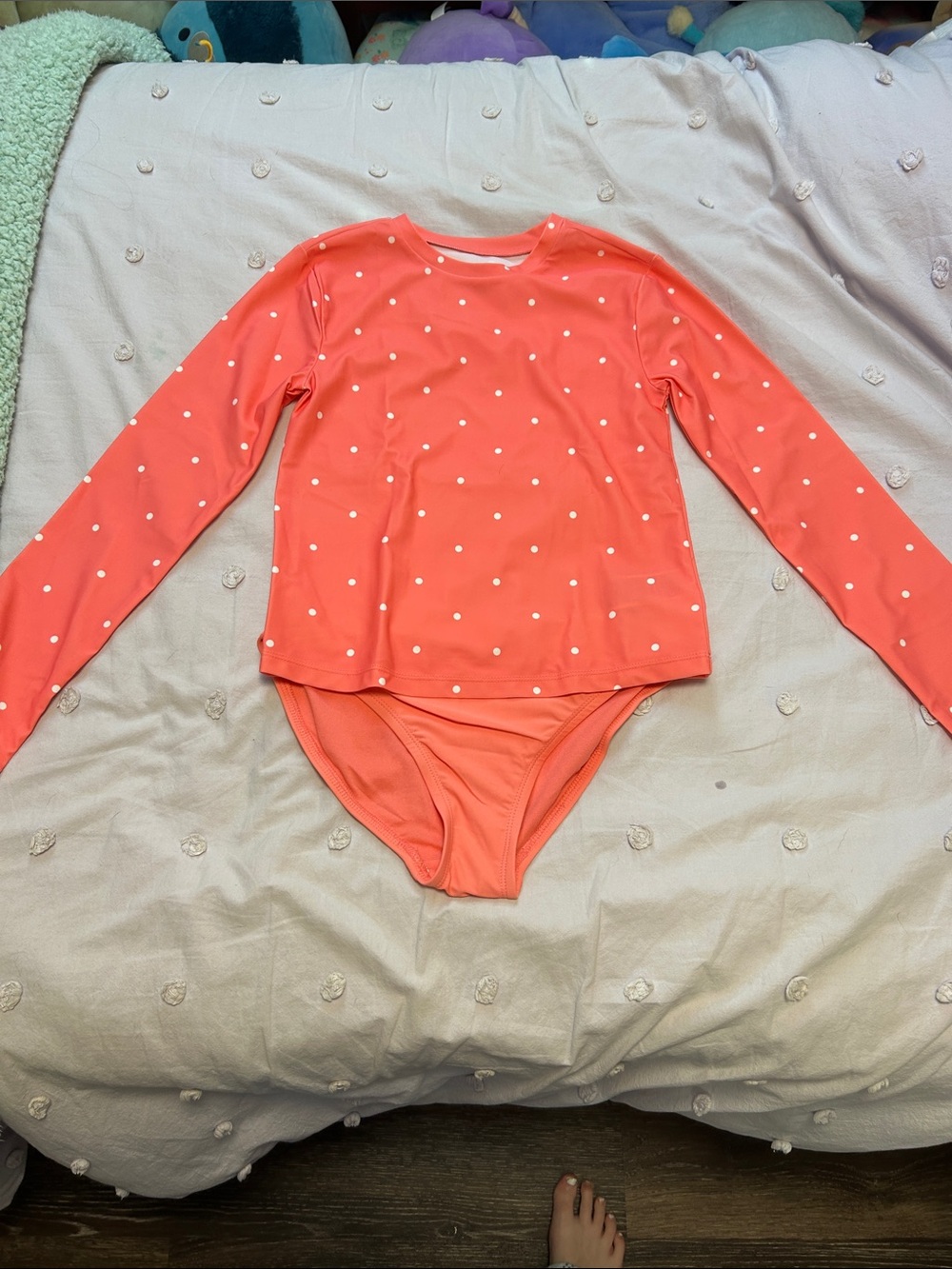 GAP Kids Coral Pink Polka Dot Long-Sleeve Rashguard Set